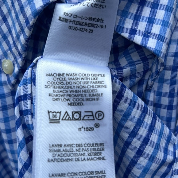 Ralph Lauren performance shirt blue check shirt SZ L US OPEN ON CUFF - Picture 11 of 11
